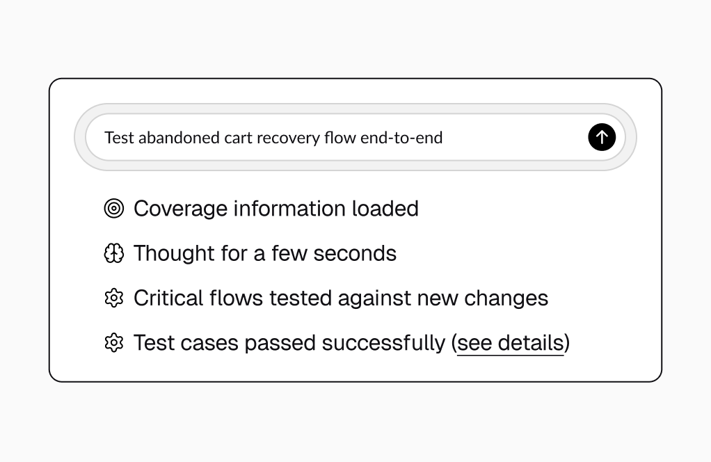 Natural language test prompt with coverage and execution steps