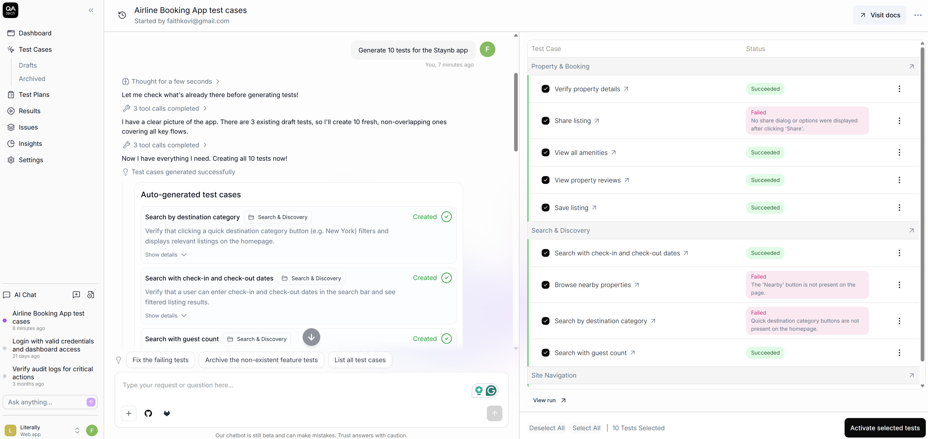Creating an agentic test in QA.tech