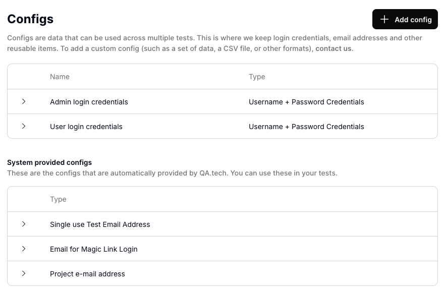 Multiple Configs for User Role Testing and More